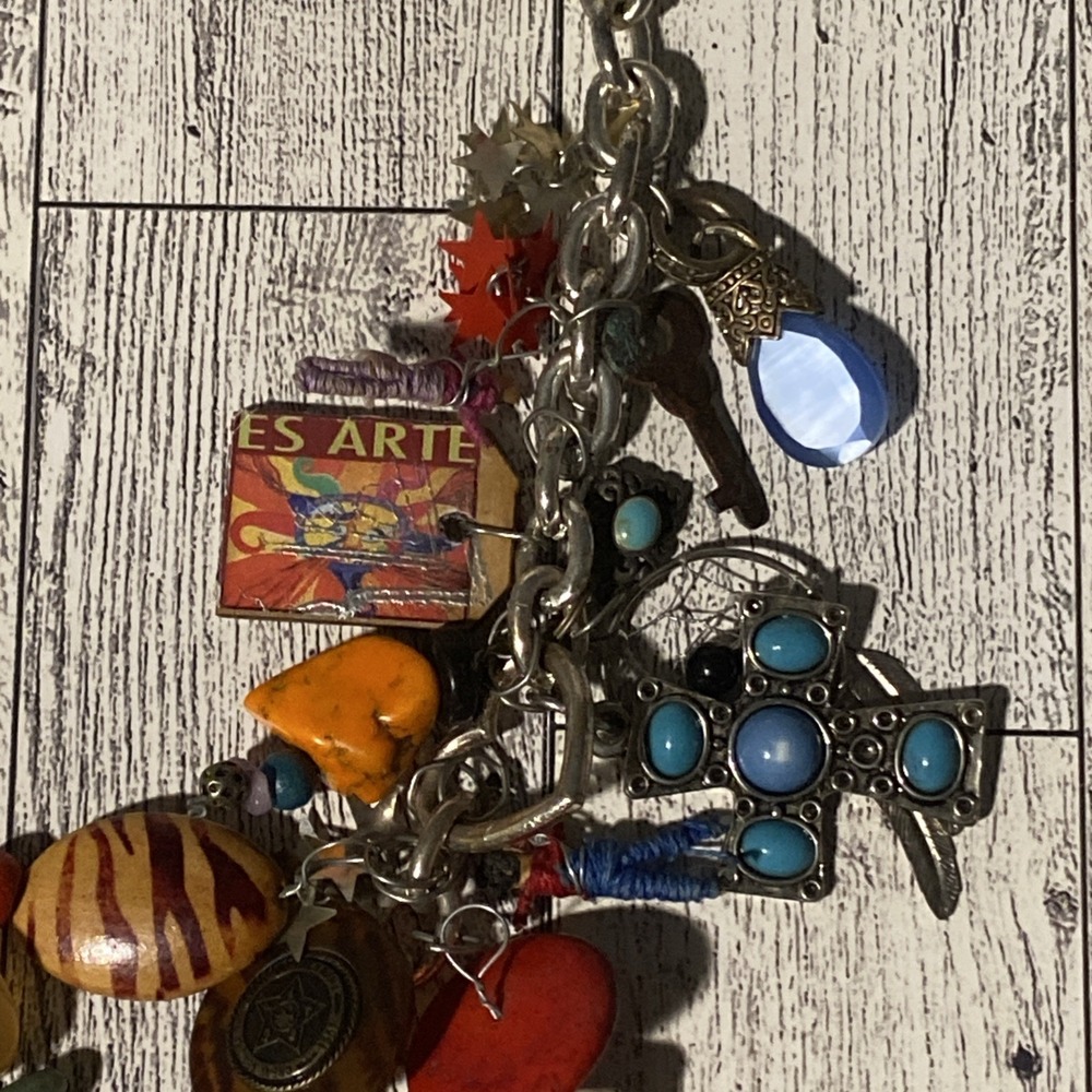 Vintage Style Junk Charm Necklace Multi Themed Maximalist Layered Statement - Picture 3 of 16